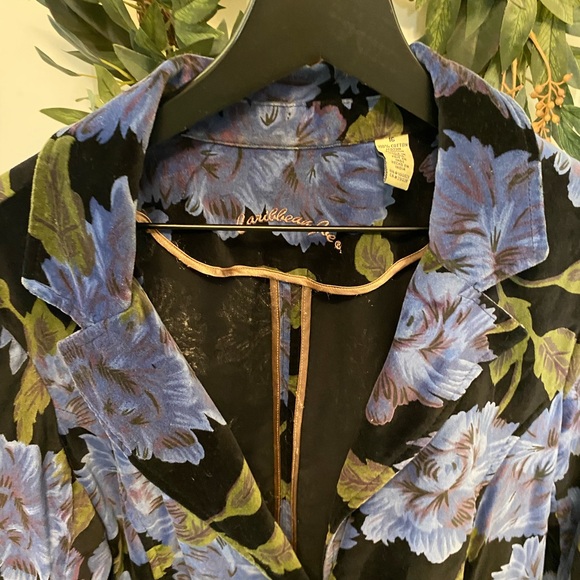 Caribbean Joe Large Floral Print Velvet Blazer Jacket 16 - Picture 3 of 11